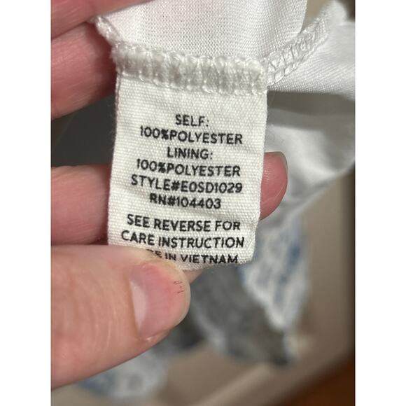 White and Blue Whimsical Floral Prairie Maxi Dress - Picture 8 of 9